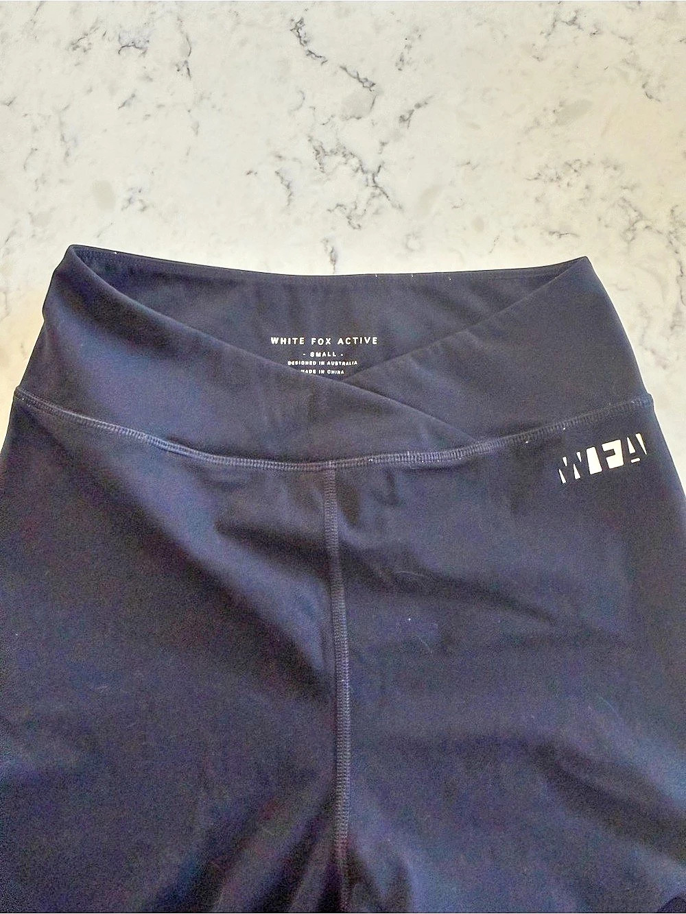 White Fox Active Ready Set Go Cross Front Leggings Black Small